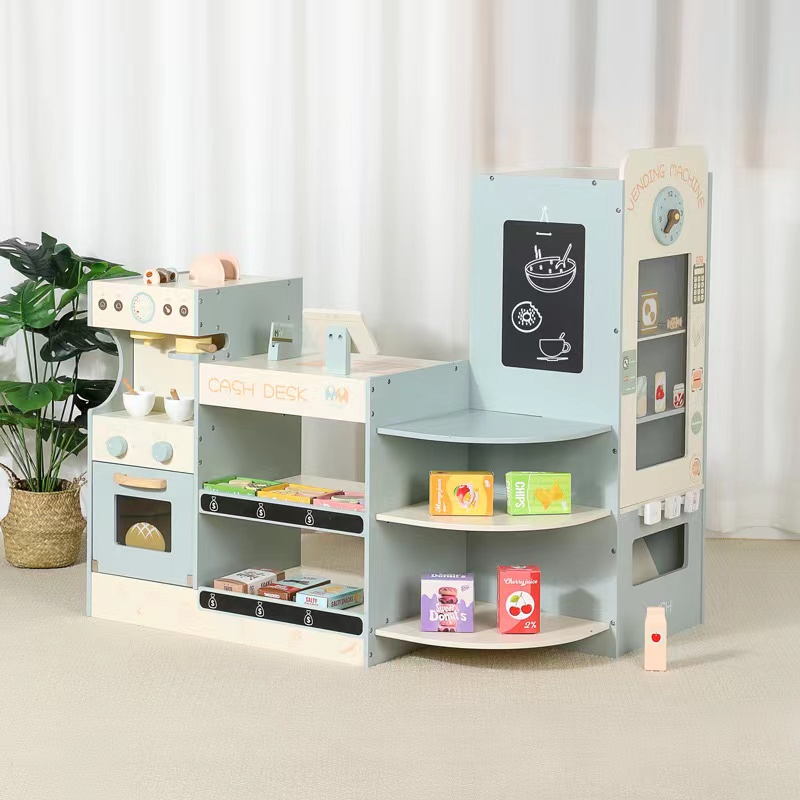 Kids Toys Vending Machine - Set Permainan Toko Kelontong Kayu Anak-Anak,