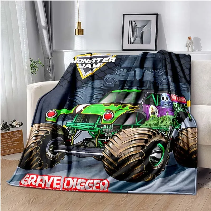 Hot Wheels Car Monster Trucks - Selimut Sofa Monster Jam Grave Digger